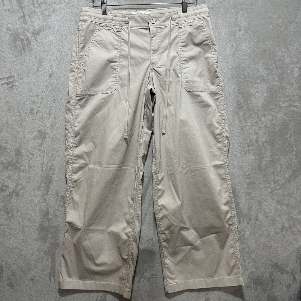 Hollister Women's Low-Rise Super Baggy Pants Ivory/Cream Sz M Drawstring Pockets